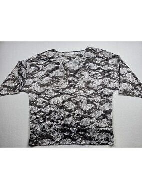 Chicos Black & White Snake Print Top Size 2 Medium